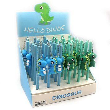 Ручка детская с подвесом "Dinosaur" 0,5мм, гелевая, синяя, soft touch, mix, 36шт / этик., K2745388OO2276DSCN - фото товара