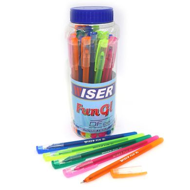 Ручка масляна Wiser "Fun GL" 0,6 мм (корп.проріз. mix) банку/30шт, синя, K2734151OOfun-gl-bl - фото товару