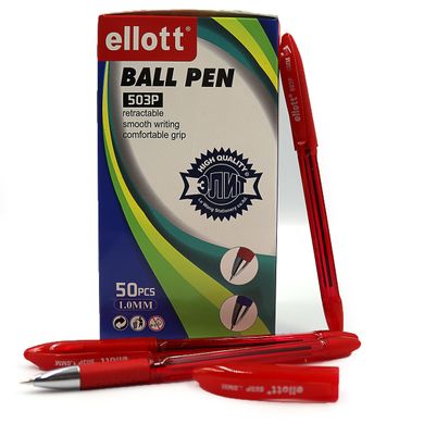 Ручка кулькова "Ellot" 1мм, червона, прозорого корп, грип, без/етик., K2735164OO7704-red - фото товару