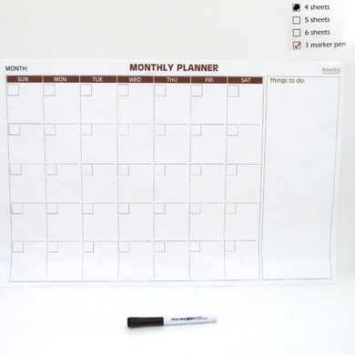 Електростатична плівка Beifa "Monthly Planner", 4 лист./кор., 60*40см + маркер, K2735191OO6040-02-4N - фото товару