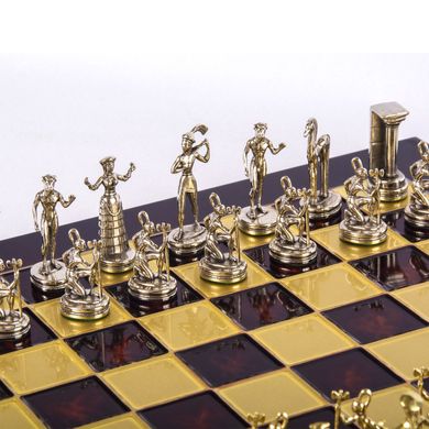S8RED шахматы "Manopoulos", "Mинойский воин",латунь, в деревянном футляре, красные, фигуры золото/серебро,36х36см, 4,8 кг, S8RED - фото товара