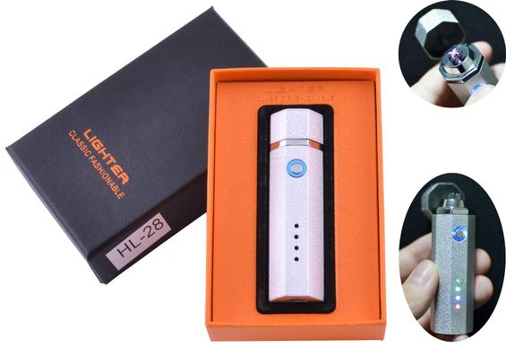 Электроимпульсная зажигалка в подарочной упаковке Lighter (Двойная молния, USB) №HL-28 White, №HL-28 White - фото товара