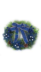 Вінок новорічний "Blue flowers" D35см 1шт/етик, K2752109OO6527-P1129 - фото товару