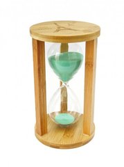 Песочные часы "Круг" стекло + бамбук 60 минут Салатовый песок, K89290199O1137476296 - фото товару