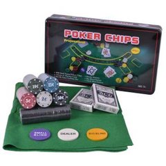 Набір для покеру 300 фішок з номіналом в металевій коробці, 300T-1 - фото товару