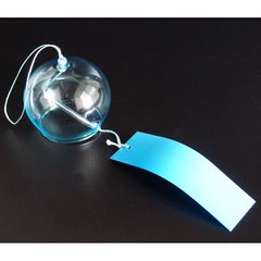 Японський скляний дзвіночок Фурін 8*8*7 см. Висота 40 см. Блакитний, K89190212O1716567346 - фото товару