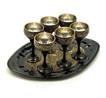 Чарки бронзові чорні (н-р 6шт/100мл.)(h-11)(Goblet Set BD Med.-Pakeeza), K325845 - фото товару