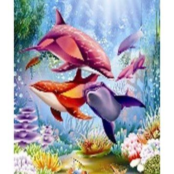 Алмазна мозаїка за номерами 40*50 "Дельфіни" карт уп. (полотно на рамі), K2755460OO71294_BGLE - фото товару