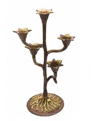 Подсвечник на 5 свечей бронзовый (30х15х12 см)(Candle Stand 5C Leaf antic), K325789 - фото товара