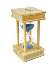 Пісочний годинник "Квадрат" скло + світле дерево 5 хвилин Блакитний пісок, K89290196O1137476282 - фото товару