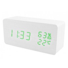 Часы сетевые VST-862S-4 зеленые, (корпус белый) температура, влажность, USB, SL8401 - фото товара