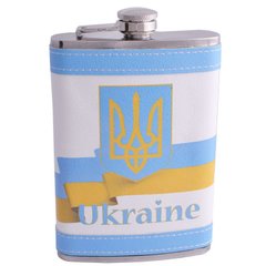 Фляга з неіржавіючої сталі обтягнута шкірою Україна F-179-10, F-179-10 - фото товару