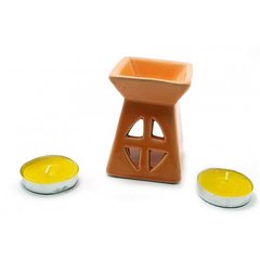 Аромалампа керамічна ,подарунковий набір помаранчева (12х8,5х7см), K332391B - фото товару