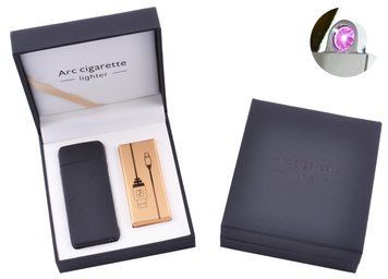 Електроімпульсна запальничка в подарунковій коробці Arc Cigarette №HL-107 Black матова, №HL-107 Black матовая - фото товару