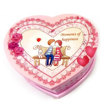 Шкатулка музыкальная "Сердечко" розовая (15х12,5х6,5 см), K329471A - фото товара