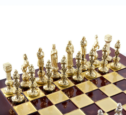 S9GRE шахматы "Manopoulos", "Ренесанс",латунь, в деревянном футляре, зелёные, 36х36см, 5,6 кг, S9GRE - фото товара