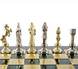 S9GRE шахматы "Manopoulos", "Ренесанс",латунь, в деревянном футляре, зелёные, 36х36см, 5,6 кг