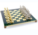 S9GRE шахи "Manopoulos", "Ренесанс",латунь, у дерев. футл., зелені, 36х36см, 5,6 кг