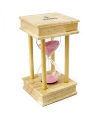 Песочные часы "Квадрат" стекло + светлое дерево 5 минут Розовый песок, K89290196O1137476283 - фото товара