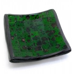 Блюдо теракотове з зеленої мозаїкою (10х10х2 см), K330272B - фото товару