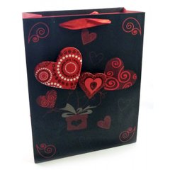 Пакет подарунковий картонний з аплікацією"Love" (23х18х8 см), K332229 - фото товару