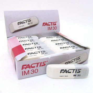 Ластик прямоугольный бело-серый с фаской 5,9*1,9*0,9см "TM FACTIS", K2738630OO30BGCCFIM - фото товара