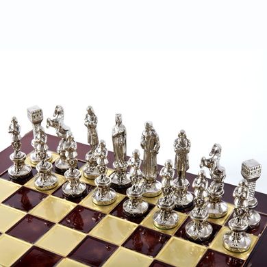 S9RED шахи "Manopoulos", "Ренесанс",латунь, у дерев. футл., червоні, 36х36см, 5,6 кг, S9RED - фото товару