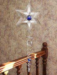 3D Мобиль Звезда Давида + стеклянный шар белый металл, K89250108O1252434586 - фото товару