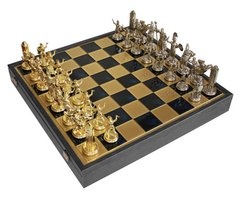 SK19BLU шахи "Manopoulos", "Троянська війна", латунь, у дерев'яному футлярі, сині, 48х48см, 7,6 кг, SK19BLU - фото товару