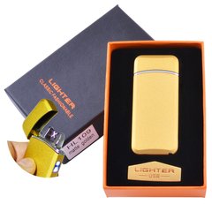 Електроімпульсна запальничка в подарунковій коробці Lighter №HL-109 Gold, №HL-109 Gold - фото товару