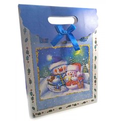 Пакет подарунковий картонний "Новорічний" (24х32х10,5см), K332230 - фото товару