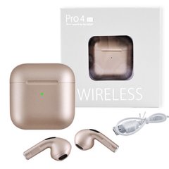 Бездротові навушники Air Pro 4 Wireless mini з кейсом, gold, SL7737 - фото товару
