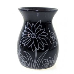 Аромалампа керамическая "Цветы" черная (11,5х9х9 см), K333859A - фото товара