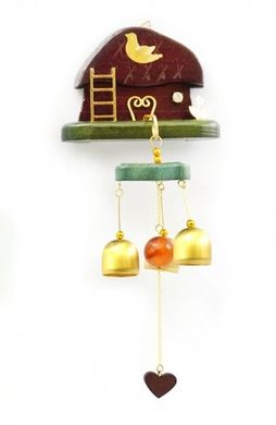 Колокольчик дверной "Дом с лесенкой" дерево + 3 бронзовых колокольчика, K89250041O1137475793 - фото товара