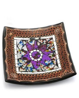 Тарелка терракотовая с мозаикой (19х19х4 см), K329684 - фото товара