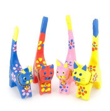 Кошки деревянные кольцедержатели (н-р 4 шт)(11х5х7,5 см)цена за набор, K329854B - фото товара