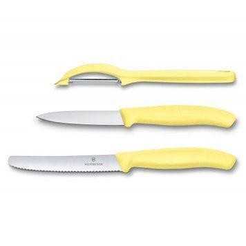 Набір кухонний "Victorinox" SwissClassic Paring Set 3шт з жовт. ручкою (2 ножа, овощечис, 6.7116.31L82 - фото товару