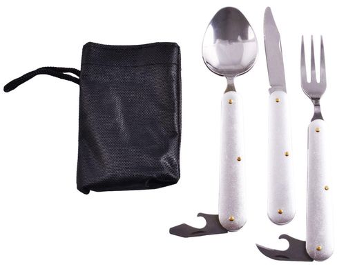 Туристический набор 3в1 Ложка, Вилка, Нож №8003 (серый), №8003 (серый) - фото товара