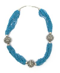 Ожерелье из биссера и металла "Синее" (35 см), K328204A - фото товара