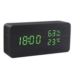 Часы сетевые VST-862S-4 зеленые, (корпус черный) температура, влажность, USB, SL8433 - фото товара