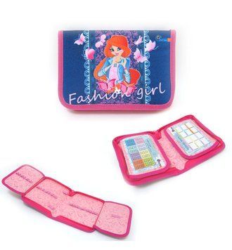 Пенал без наполн. 1 від. і 2 відчинив. "Fashion girl", всередині кол. фон + роз., K2736089OO18092JO - фото товару