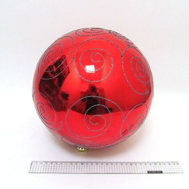 Набір ялинкових кульок "Big red з візерунком" 25см, K2735018OO4825-25red - фото товару
