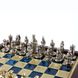 SK1BLU шахи "Manopoulos" дорожні "Візантійська імперія", латунь, у дерев'яному футлярі, сині 20х20см