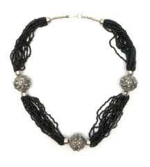 Ожерелье из биссера и металла "Черное" (35 см), K328204B - фото товара