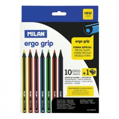 Набір кольорових олівців ТМ "MILAN" 10шт. з точилкою, D3,5mm, черн.дерево, K2738634OO07229110 - фото товару