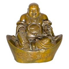 Статуетка "Хотей на чаші багатства" бронза (30 см), K318176 - фото товару