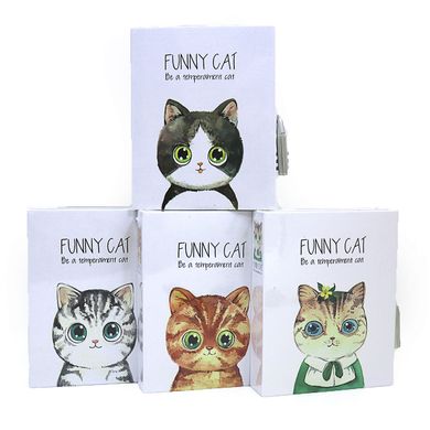 Блокнот в коробке на замочке "Funny cat" 64К, 16*13см, mix4 1шт/этик, K2743222OO4091DSCN - фото товара
