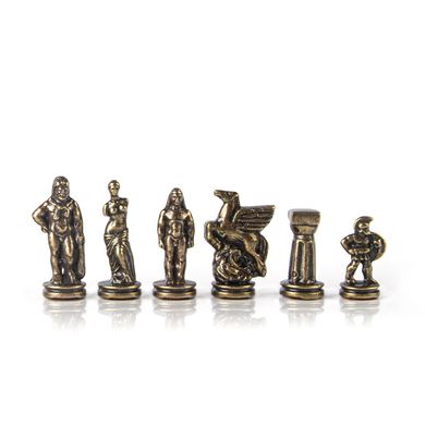 SKCBLU шахматы "Manopoulos", "Византийская империя", латунь, игровое поле на деревянном футляре, синие, фигуры золото/бронза, 20х20см, 1 кг, SK1CBLU - фото товара