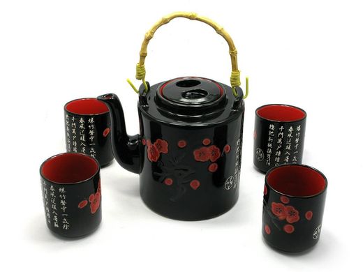 Сервиз керамический (чайник ,4 чашки)(28х16х12 см)(S086), K327901 - фото товара
