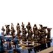 SKCBLU шахматы "Manopoulos", "Византийская империя", латунь, игровое поле на деревянном футляре, синие, фигуры золото/бронза, 20х20см, 1 кг